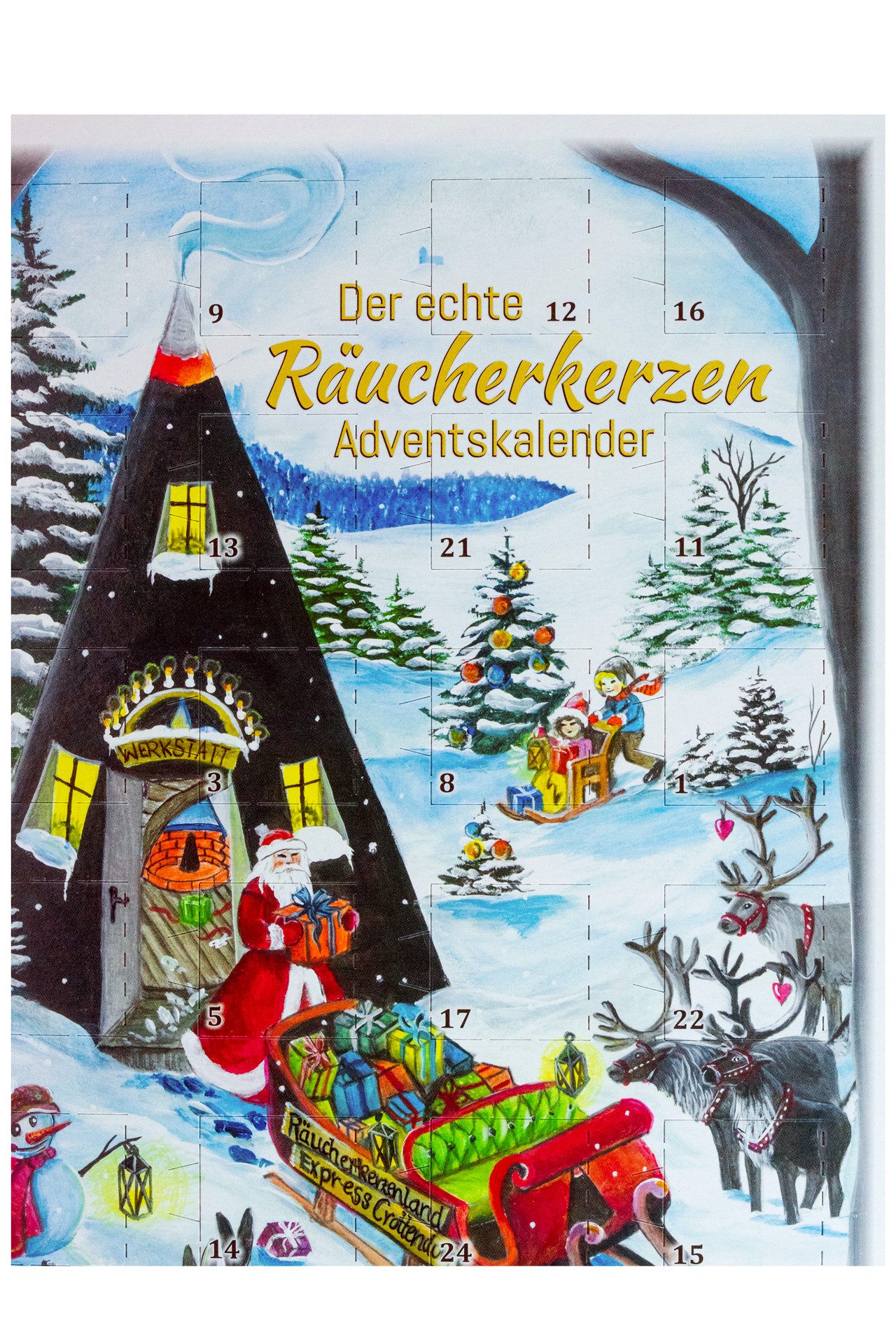 Crottendorfer Adventskalender Räucherkerzenland - mit 24 duftenden Überraschungen zur Adventszeit, für Entspannung, Wohlbefinden & Weihnachtsstimmung - Made in  – Bild 2 von 4