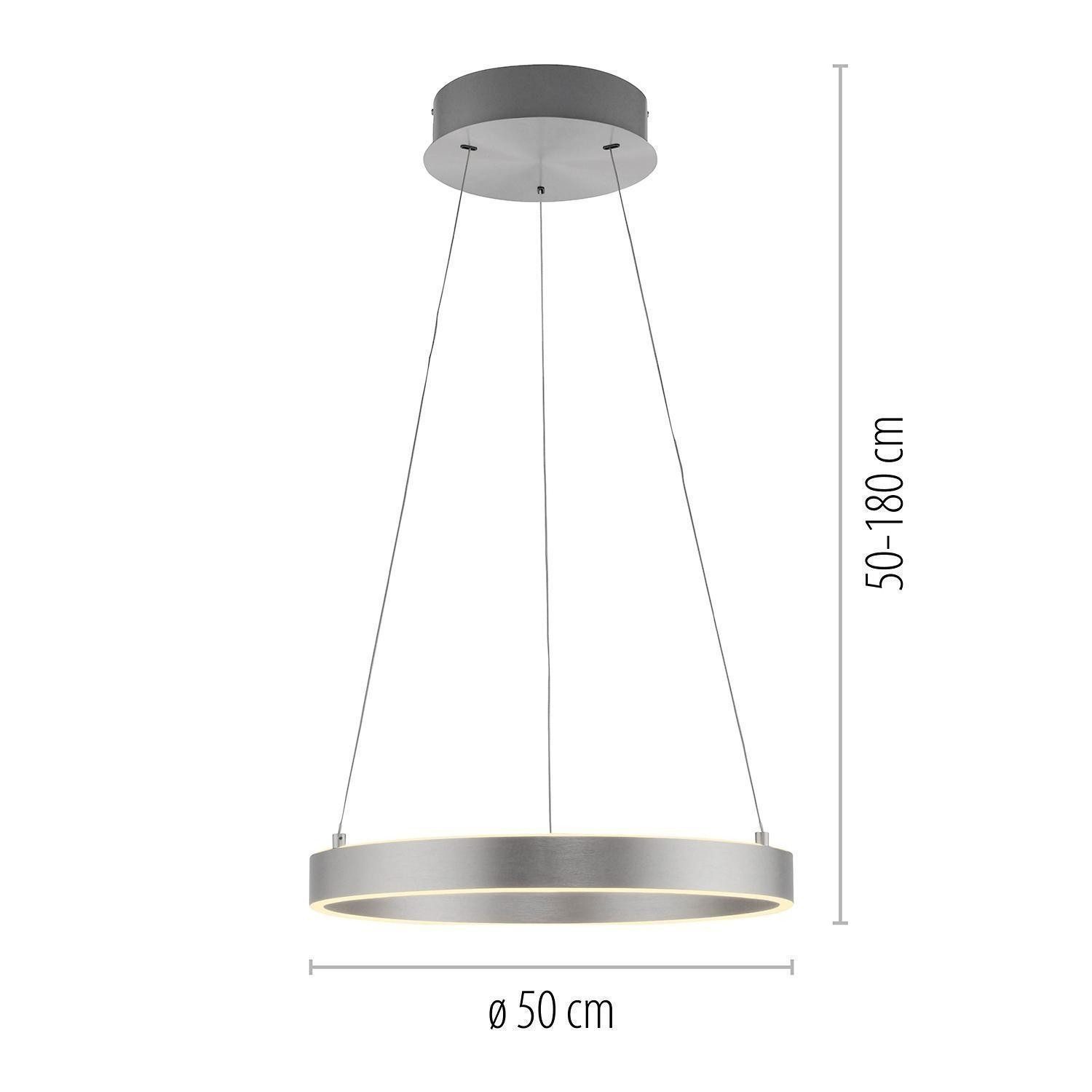 Paul Neuhaus LED Pendelleuchte ANILLO, 2-flammig, Grau, Aluminium, Stahl, Anpassung der Farbtemperatur, Dimmfunktion, LED fest integriert, Extra-Warmweiß, Neutralweiß, mit Fernbedienung, Ø 50 x H 180 cm