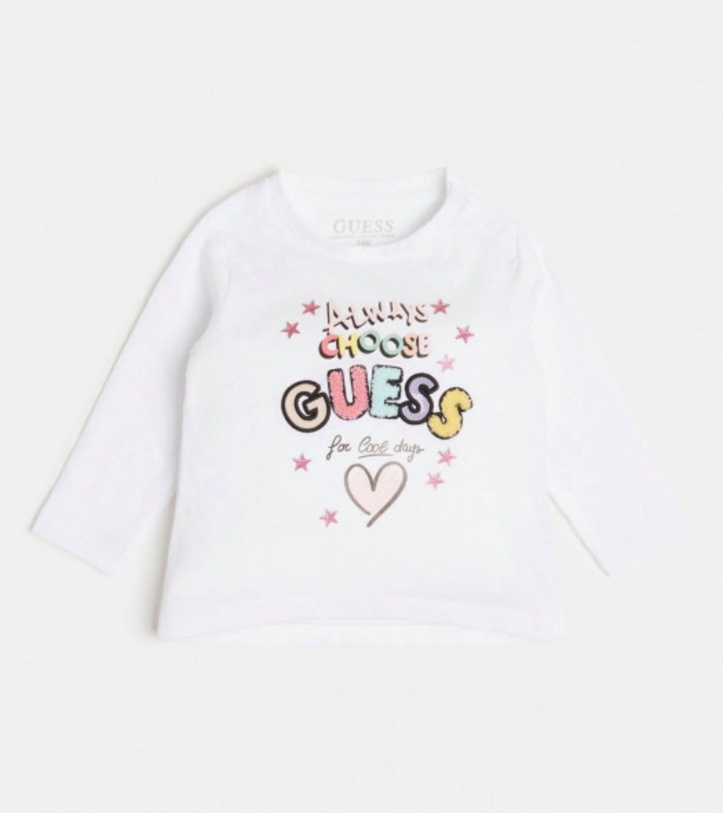 Guess Kids Langarmshirt Guess Baby Mädchen Langarmshirt mit Print aus Baumwollmix