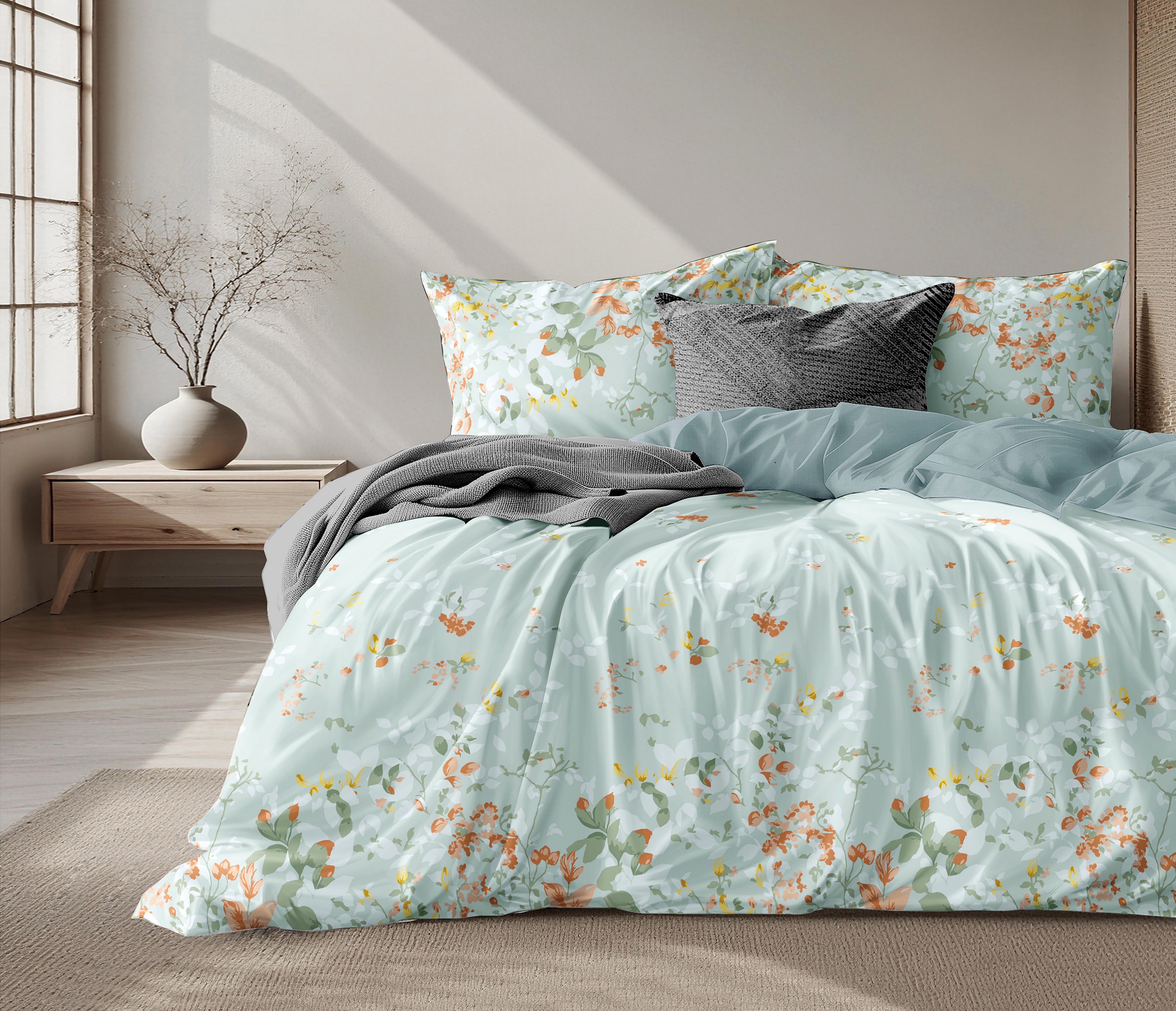 wohnTRAUM24 Bettwäsche Bettwäsche Blumen Wendebettwäsche Set mit Reißverschluss, Blumenmuster Bettwäsche 135 x 200 200 x 200 mit Kopfkissenbezug