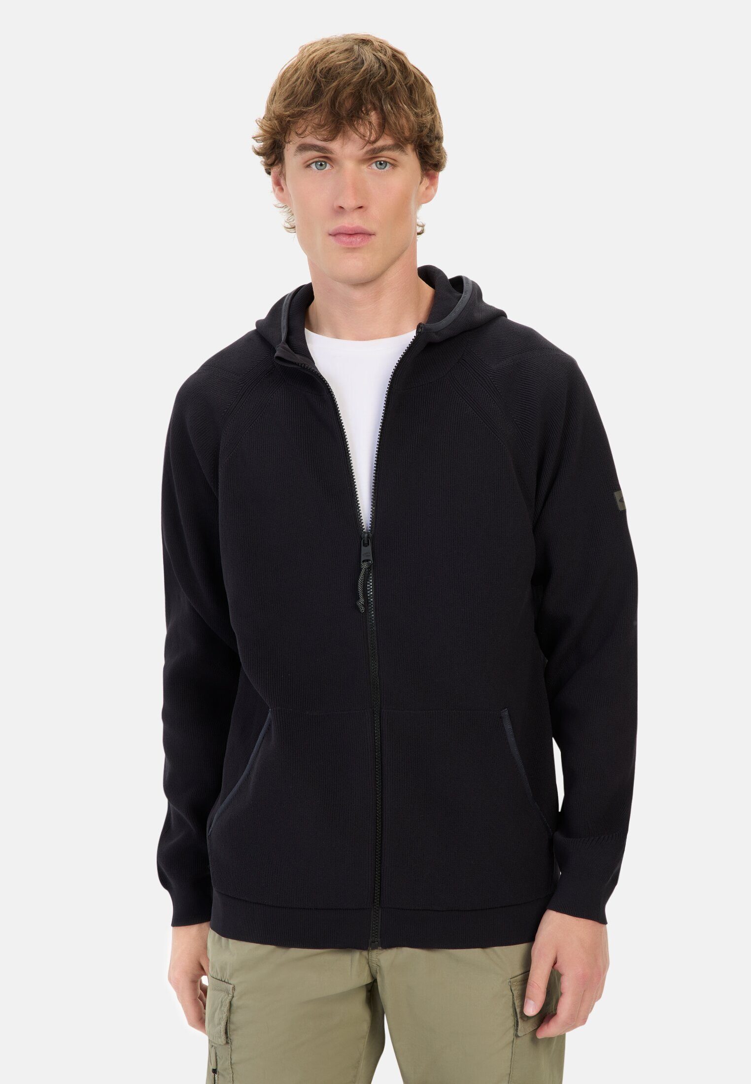 camel active Strickjacke mit Reißverschluss Langarm Kapuze Kapuze günstig online kaufen