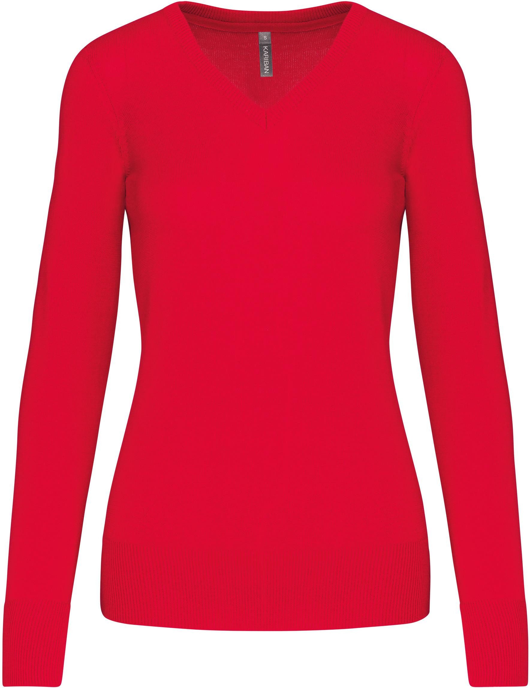 Kariban Sweatshirt Damenpullover mit V-Ausschnitt