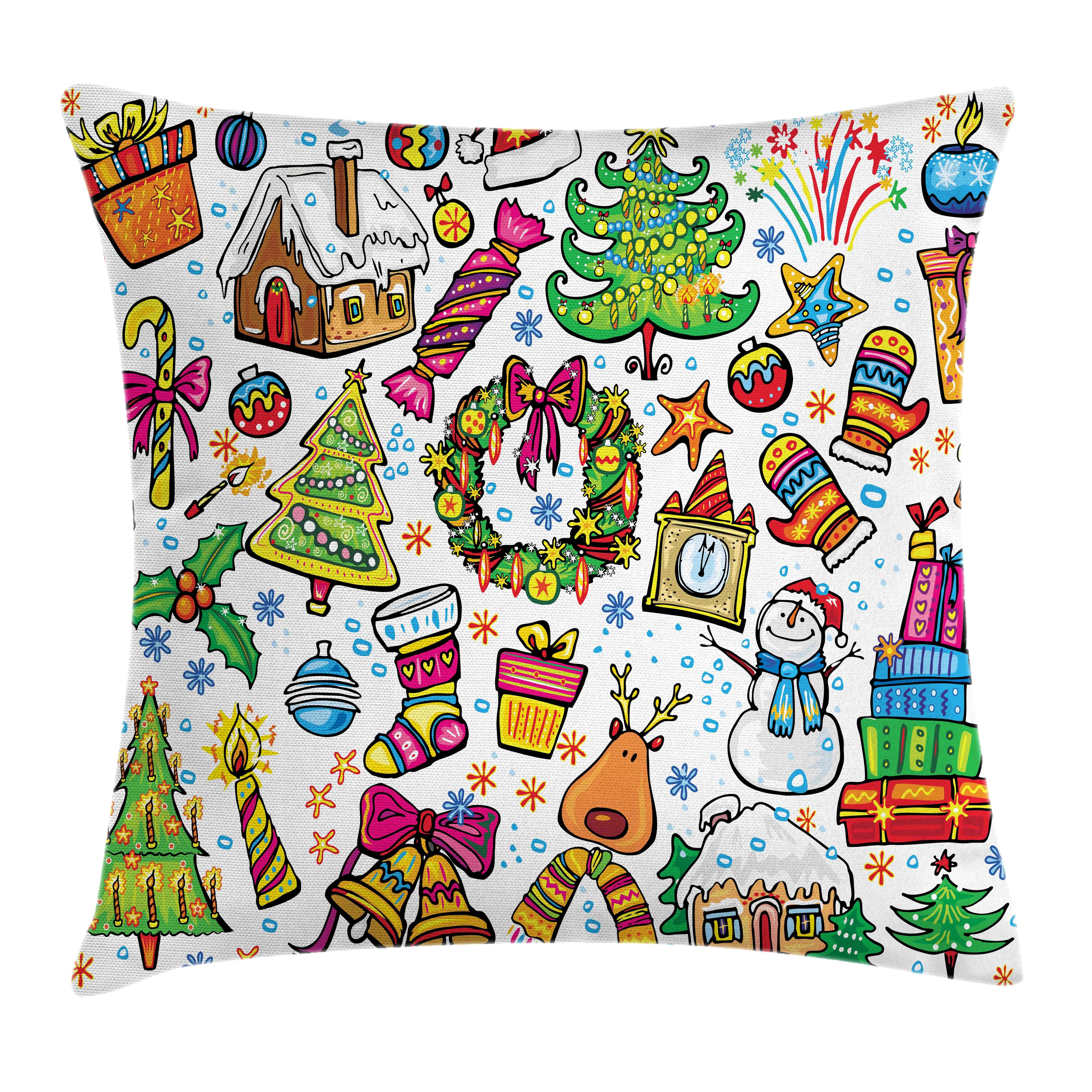 Kissenbezüge Reißverschluss Kissenhülle mit Farbfesten Farben Beidseitiger Druck, Abakuhaus (1 Stück), Weihnachten Neujahr Süßigkeiten