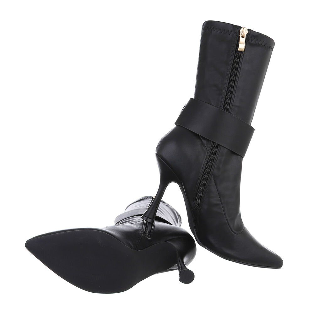 Schwarz High-Heel Ital-Design in Abendschuhe Elegant High-Heel-Stiefelette Damen Stiefeletten Pfennig-/Stilettoabsatz