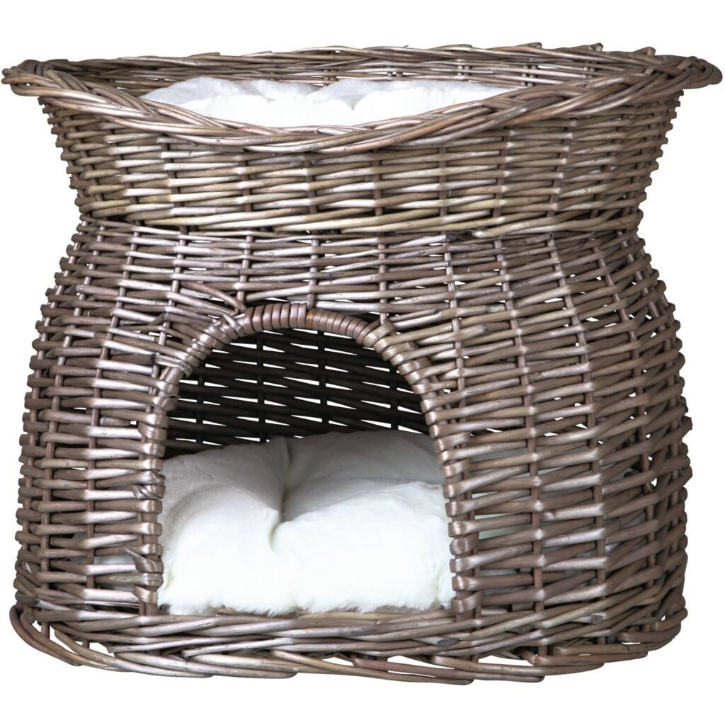 TRIXIE Tierhöhle Korbhöhle mit Liegedach - grau - 54 × 43 × 37 cm