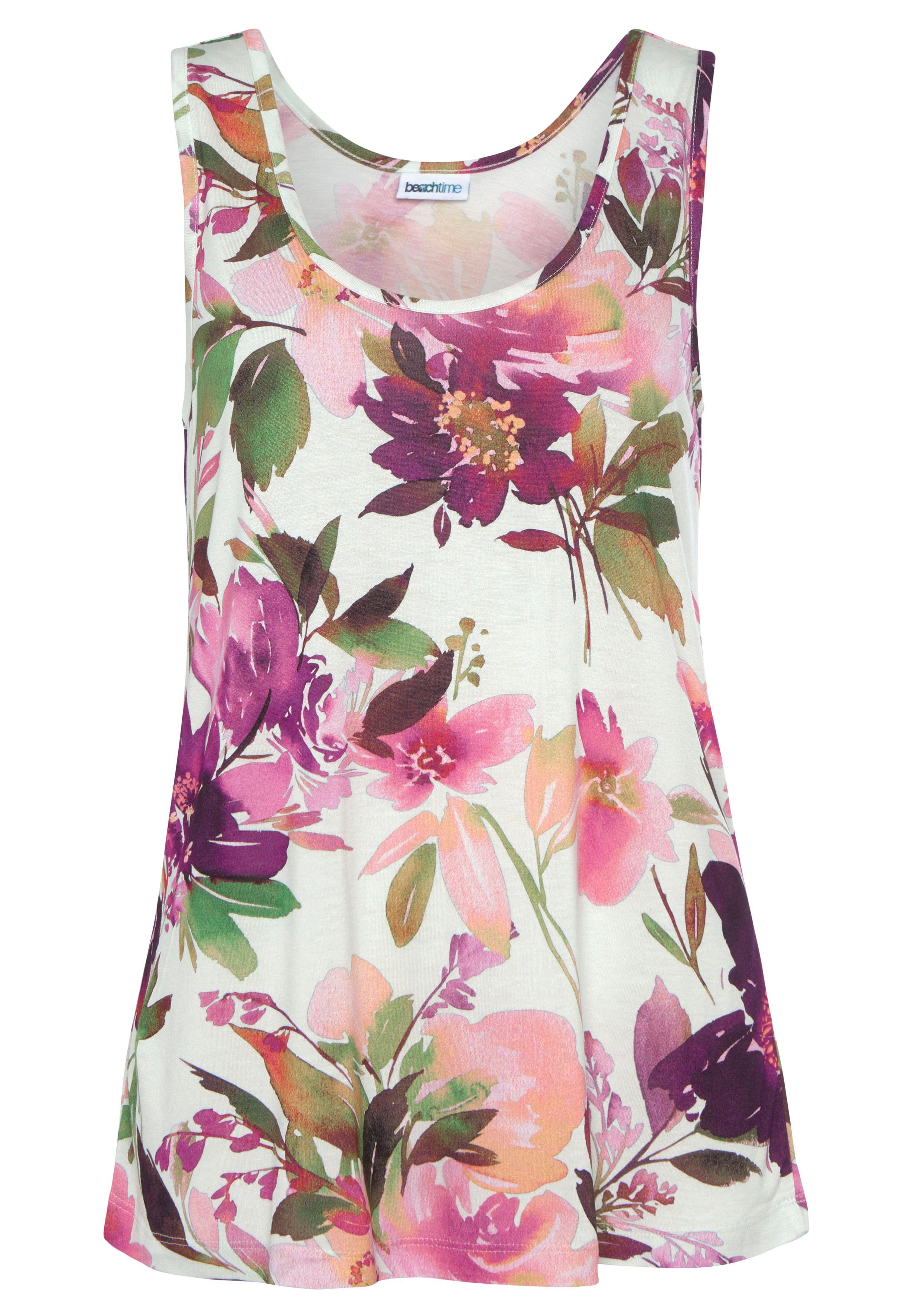 Beachtime by Lascana Tanktop (2er-Pack) mit Blumendruck, lockere Sommertops aus Jersey