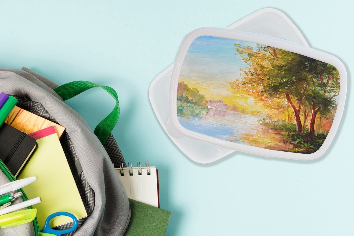 Mädchen - weiß Malerei Baum Erwachsene, Jungs - und Brotbox Wasser, und Lunchbox Brotdose, für für Kinder Kunststoff, Natur - (2-tlg), MuchoWow