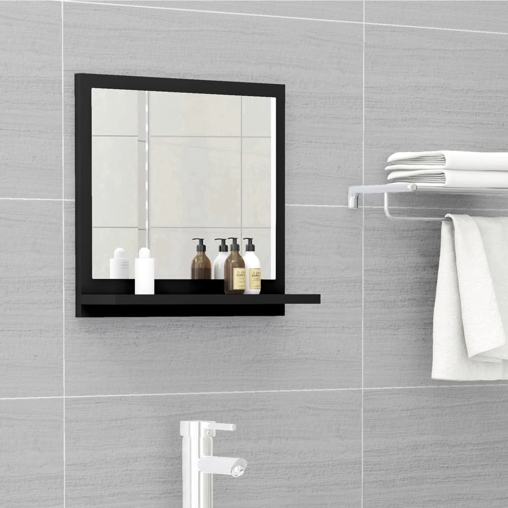 Badspiegel Holzwerkstoff Schwarz vidaXL (1-St) cm 40x10,5x37 Badezimmerspiegelschrank
