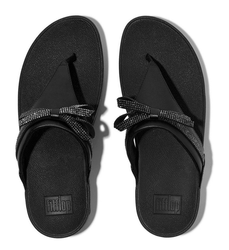 Fitflop LULU GLITZ BOW Zehentrenner Slides, Badeschuh mit Glitter