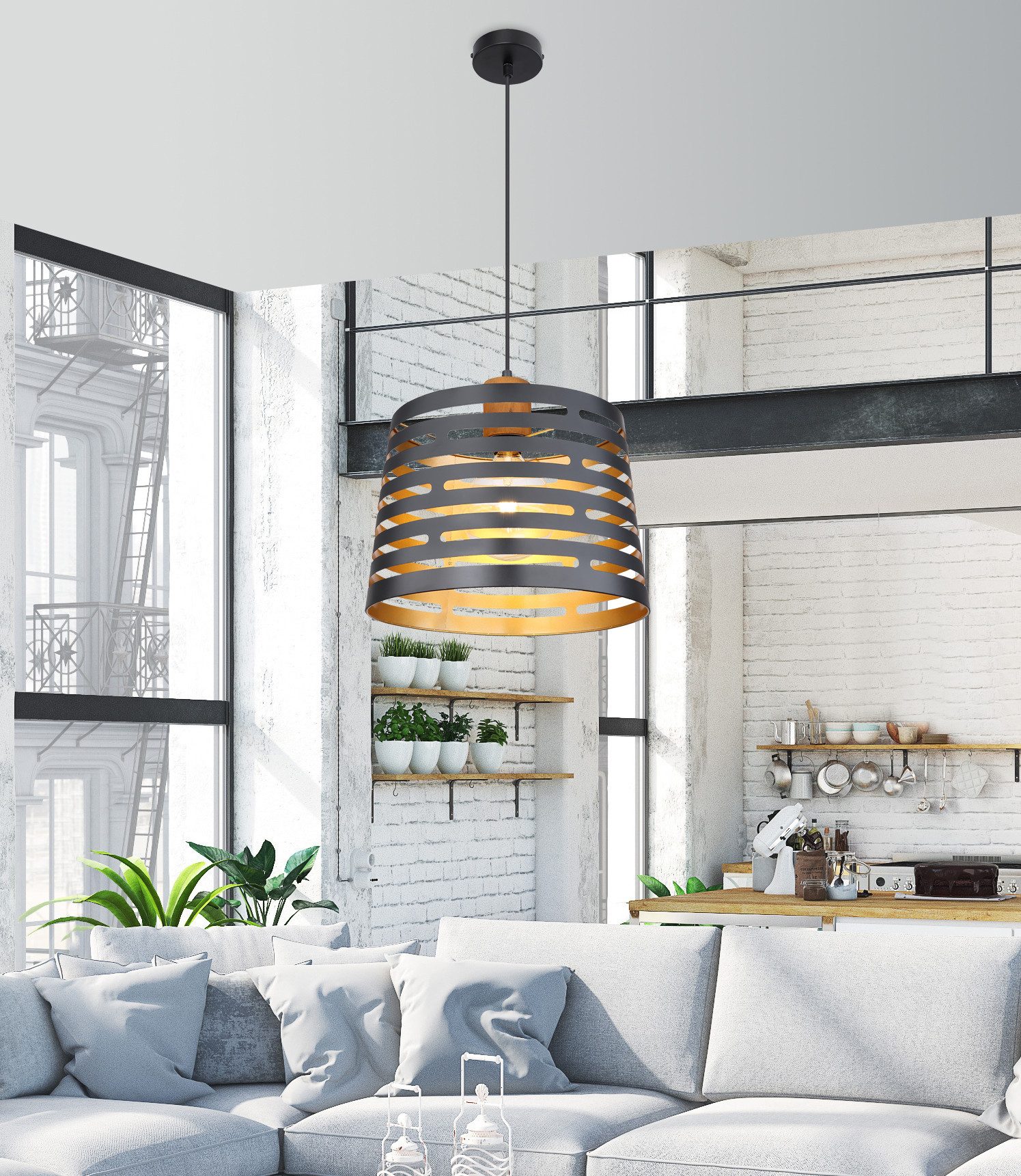 GLOBO LIGHTING Hängeleuchte ABLONA, ohne Leuchtmittel, Hängelampe/Pendelleu günstig online kaufen