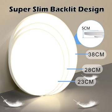 IBETTER Deckenleuchte LED Deckenlampe Flach Rund Ø23cm IP65Badezimmer licht,20W Wohnzimmer, Bad-Leuchte Lampe Flur inkl Leuchtmittel 20W 6500K, weiß, Wohnzimmer-Leuchte Lampe Flur inkl Leuchtmittel, küchenlampe