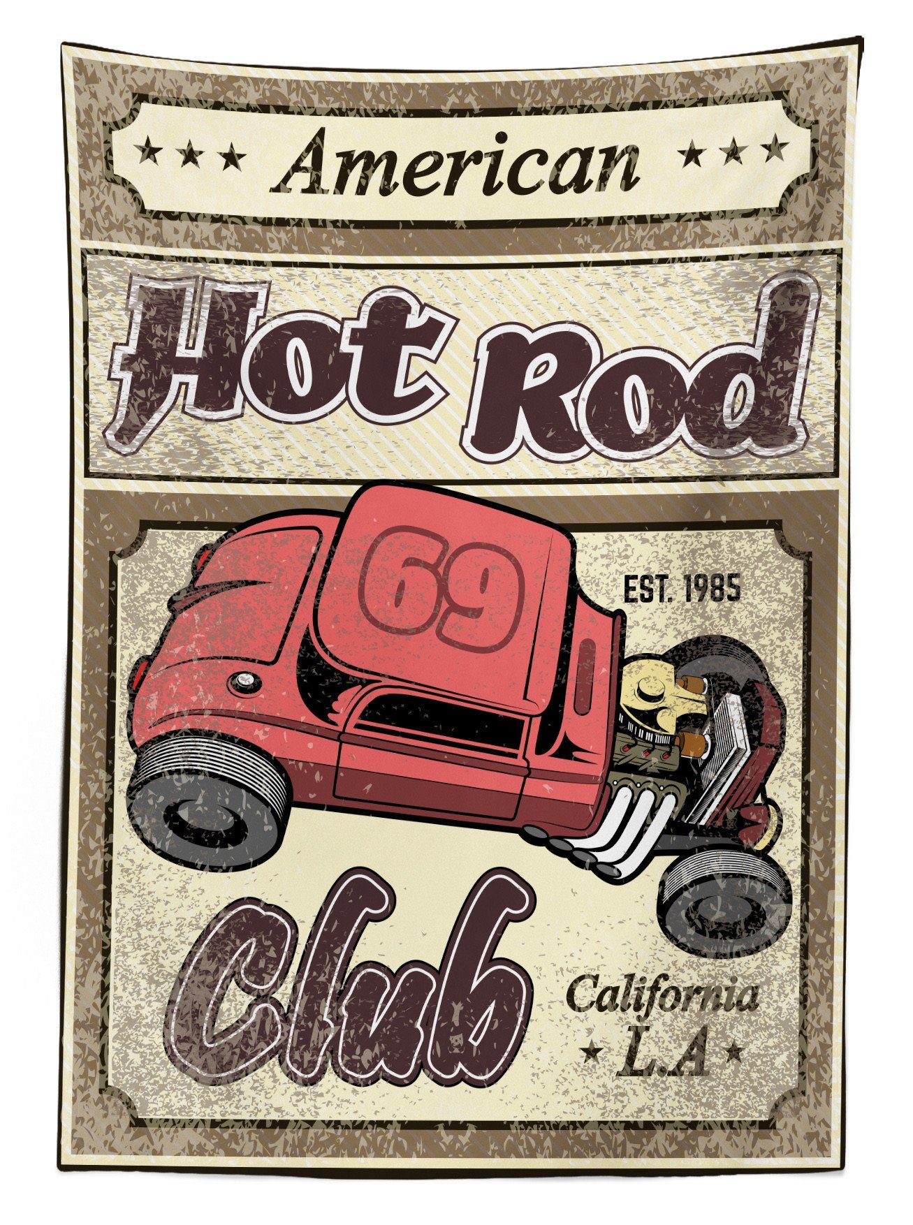 Abakuhaus Tischdecke American Rod-Club Bereich den Farbfest Cali Klare geeignet Für Rennauto Hot Waschbar Farben, Außen
