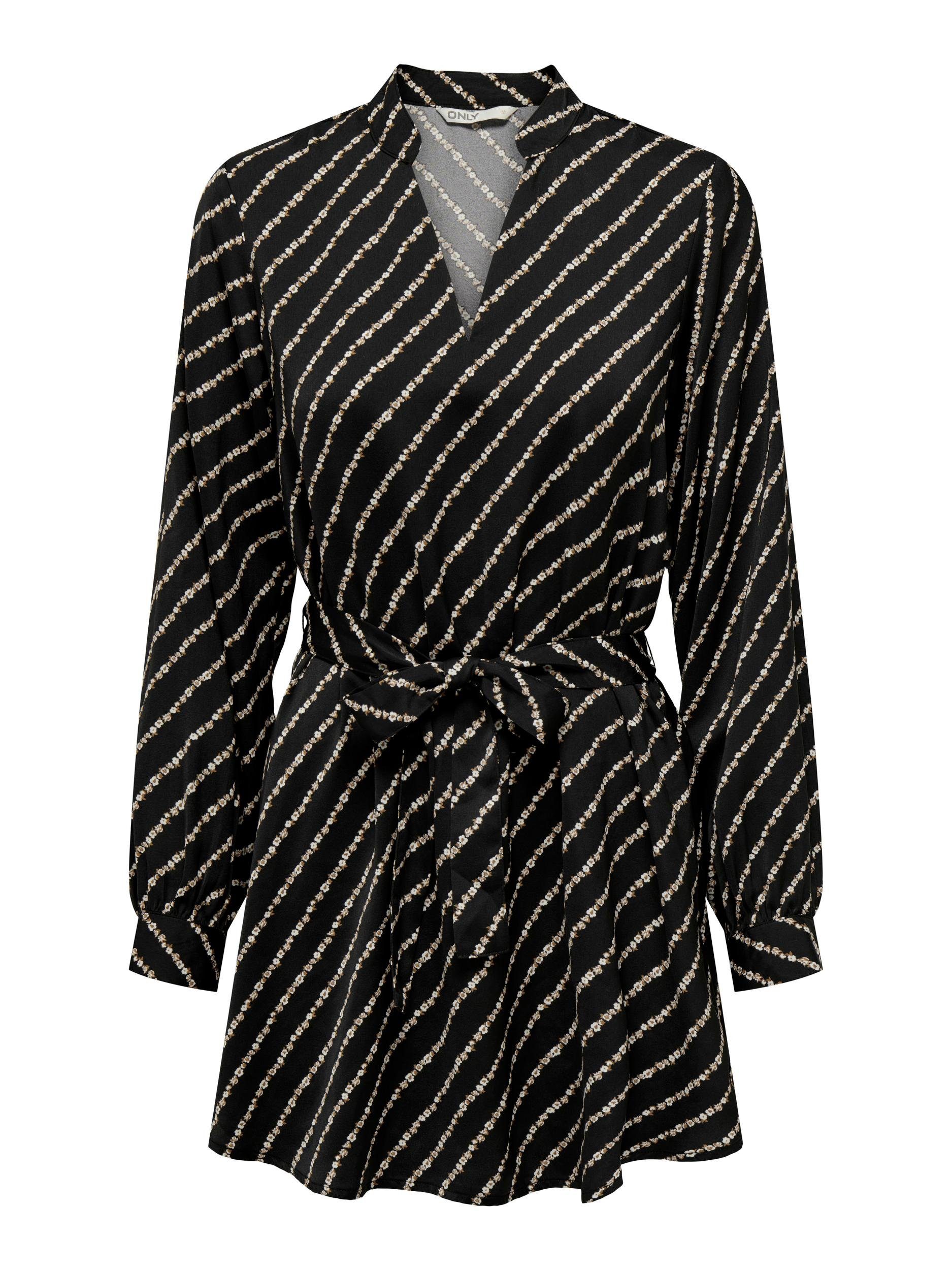 ONLY PTM ONLTHALIA Black V-NECK L/S AOP:Bf stripe Minikleid flower BF TUNIC