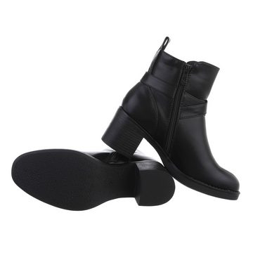 Ital-Design Damen Freizeit Stiefelette Blockabsatz Klassische Stiefeletten in Schwarz