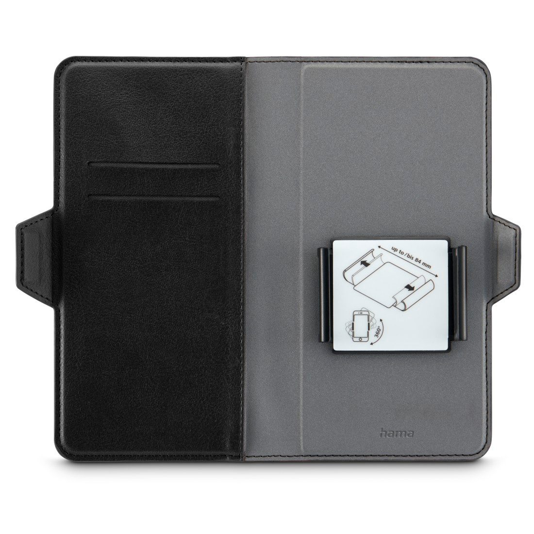Hama Smartphone-Hülle Universal Handyhülle Klapphülle Kunstleder mit Kartenfächern XXL, Drehbare Halterung, verstellbare Smartphonehalterung, Magnetverschluss
