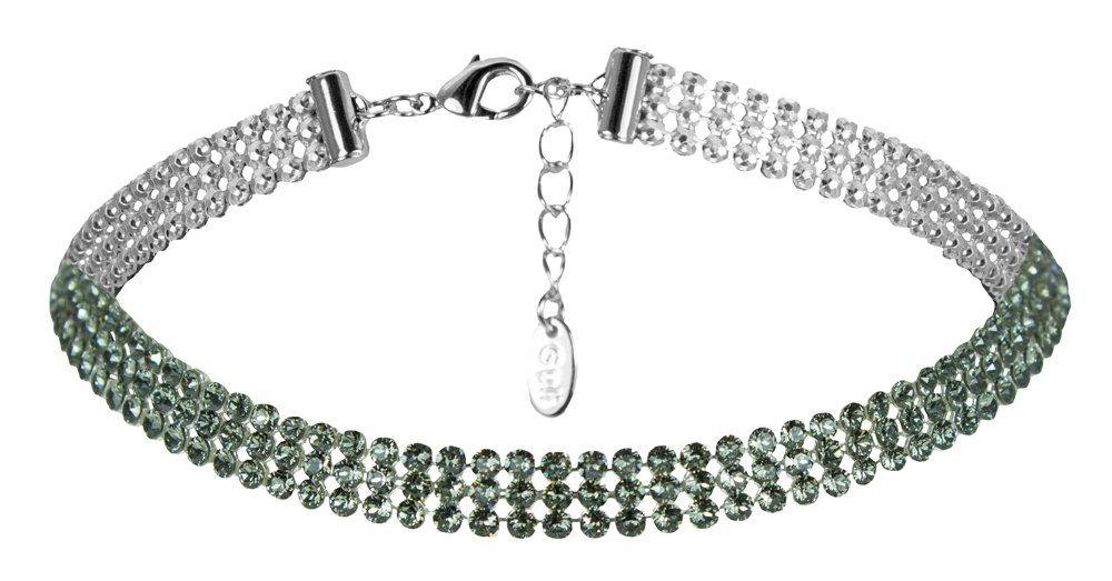 LUISIA® Collier Kropfband Halskette mit Kristallen von Swarovski® (inkl. Schmuckbox), 3-reihig