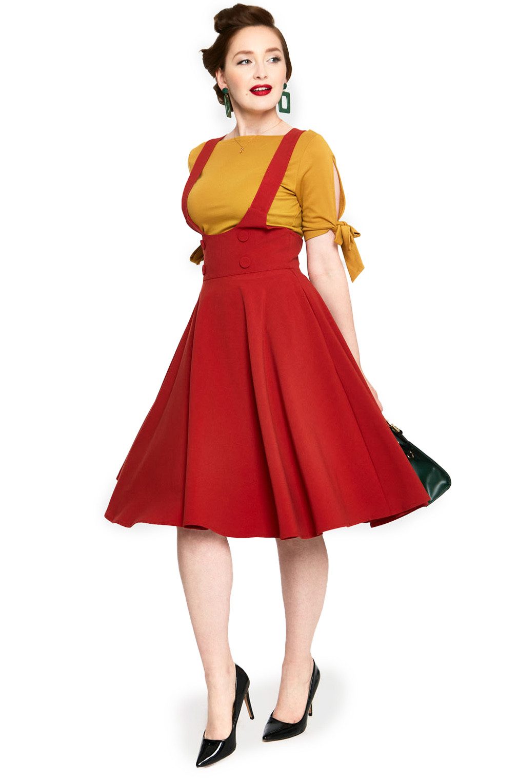 A-Linien-Rock Phoebe Red High Waist Skirt