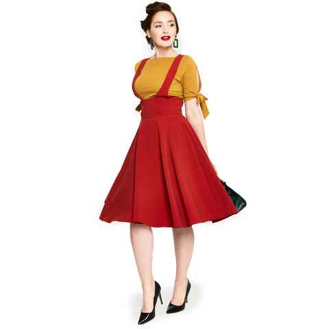 Voodoo Vixen A-Linien-Rock Phoebe Red High Waist Skirt Rockabilly Retro Vintage Swing