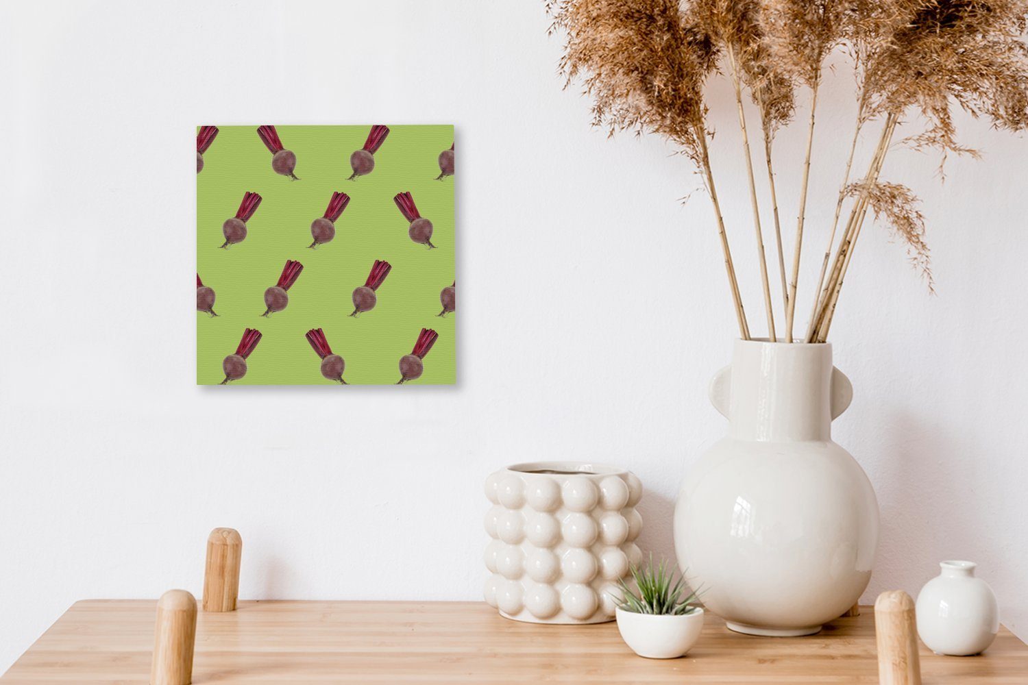 Grün, - Schlafzimmer - Leinwandbild Rote Bete Muster - St), Leinwand (1 OneMillionCanvasses® Gemüse für Wohnzimmer Bilder
