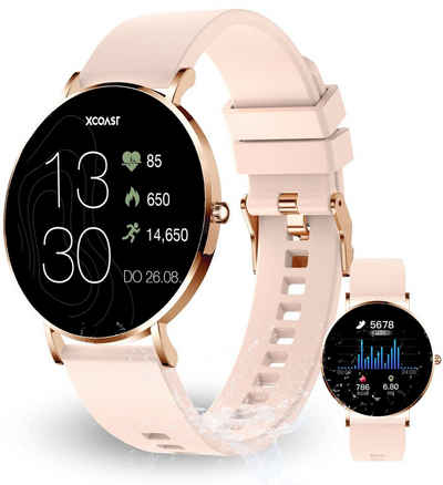 XCOAST SIONA 2 Damen Smartwatch (4,2 cm/1,3 Zoll, iOS Android) ROSE GOLD, Damen Fitness Tracker, neueste Generation, Blutsauerstoffmesser, Wasserdicht, Ultra flach, Puls, Blutdruck, brillante Farben, AMOLED