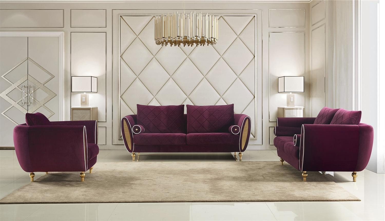 Xlmoebel Polstergarnitur Elegantes Designersofa in hochwertiger Polsterung, (Polstergarnitur, 3-tlg., Sofagarnitur 3+2+1 Sitzer), Hergestellt in Europa