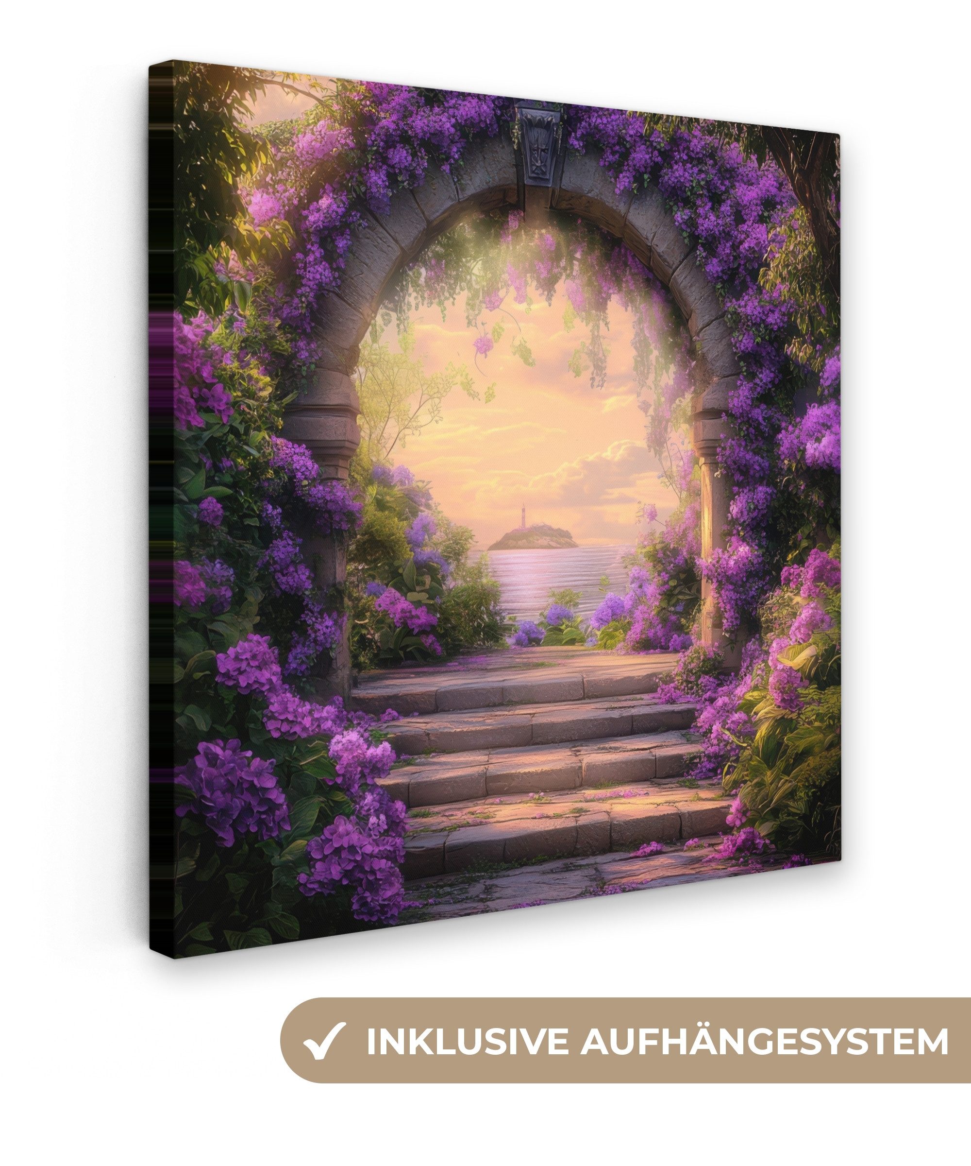 Leinwandbild Tor - Lila - Blumen