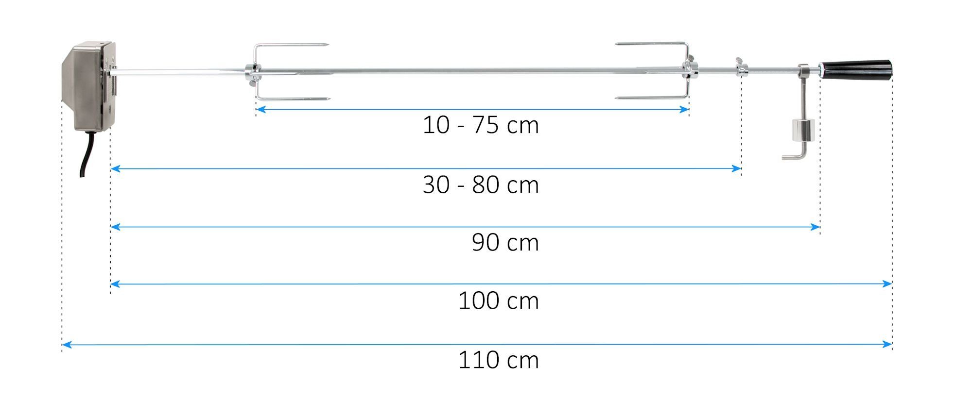 BBQ-Toro Grillspieß Universal Grillspieß Set 90 cm, inkl. 2X Fleischnadeln