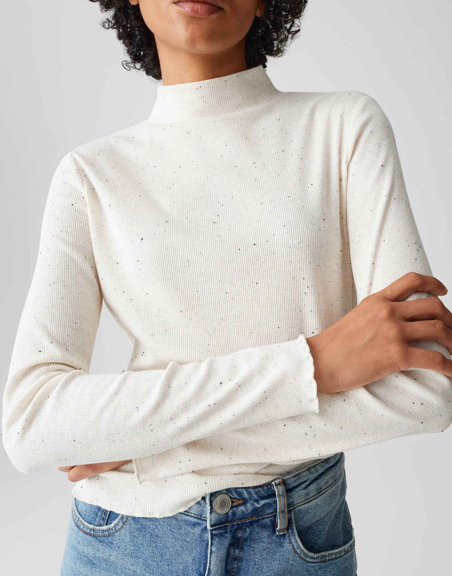 OPUS Langarmshirt SUHANNA CURLY Slim Fit aus elastischem Jersey schmale Passform, natürlicher Griff, elastischer Stoff