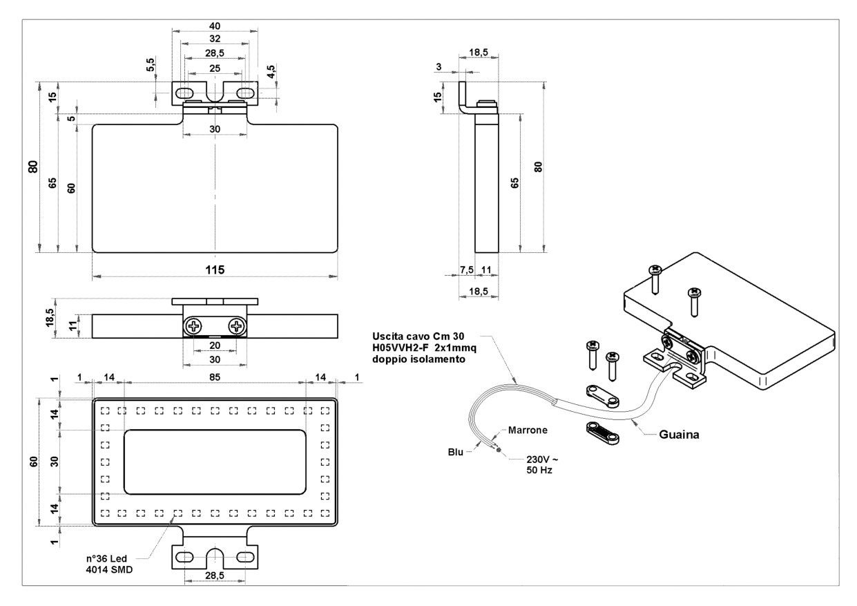 ADOB Aufbauleuchte Spiegelleuchte, LED fest integriert, Tageslichtweiß, 11,5 cm