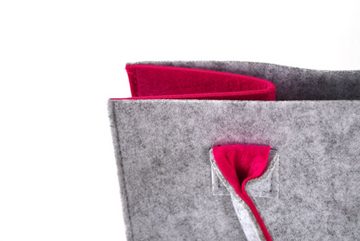 Kobolo Einkaufsshopper Filztasche hellgrau mit pinken Seiten 35x20x30 cm, 20 l