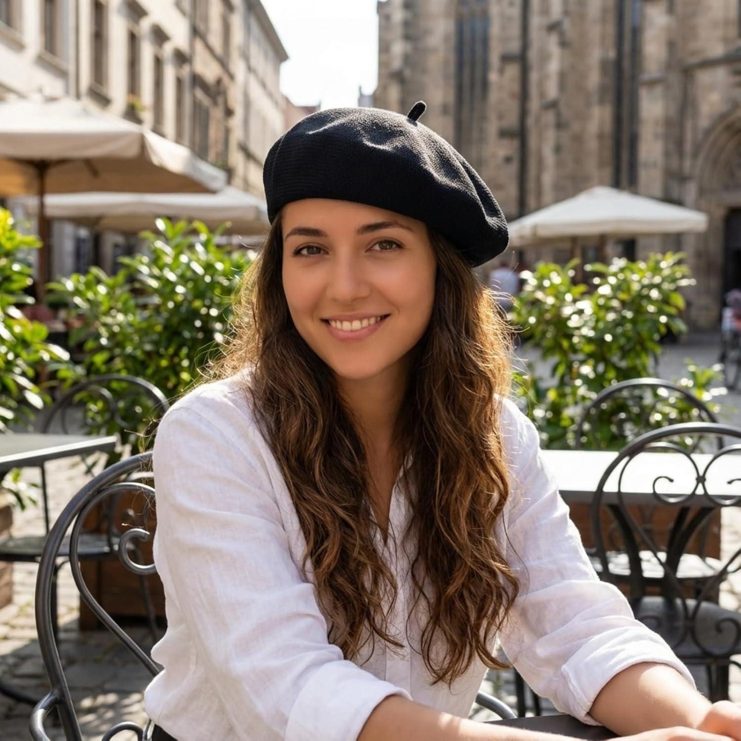 LuxusKollektion Baskenmütze Baskenmütze Damen Barett Beanie Cap Sommer Freizeit 56-58 Schwarz