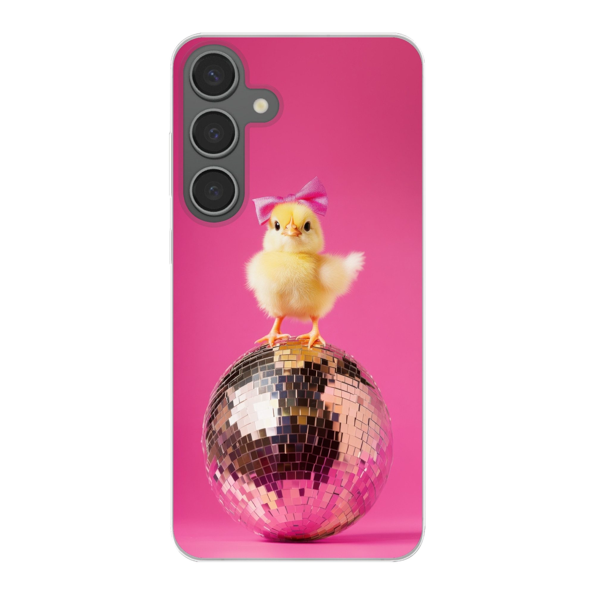 MuchoWow Handyhülle für Samsung Galaxy S24 Plus Discoball - Küken - Schleife, Phone Case, Silikon, Schutzhülle Dünn