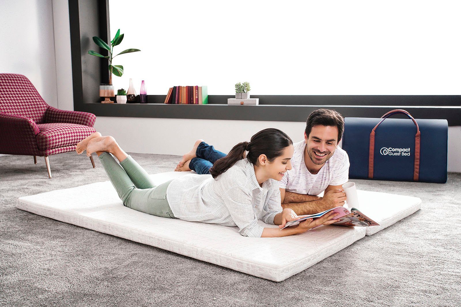 Kaltschaummatratze Kompaktes Gästebett, Matratze 80 x 200 cm, Yatas Bedding, 6 cm hoch, Cleveres Reißverschlusssystem