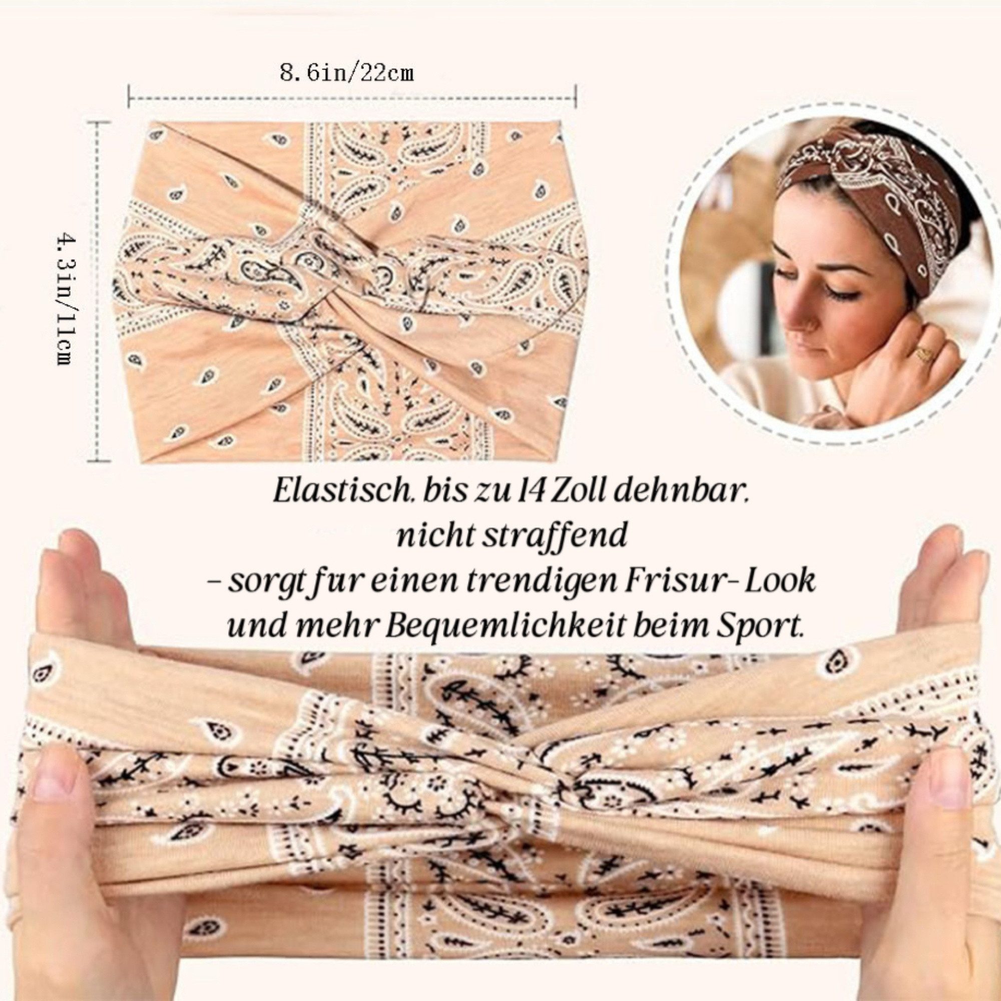 HoyoLee Handels GmbH Haarband 4 Stück Haarband Damen Weiche Haargummis für Sport und Mode, 4-tlg.