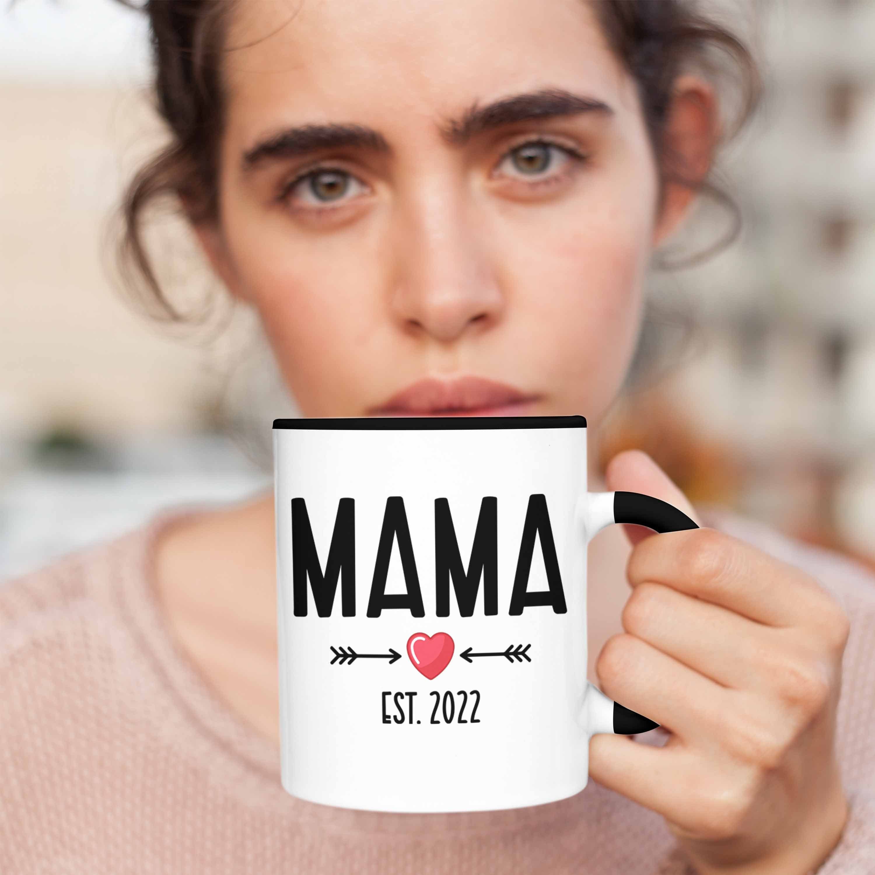 Tasse Mutter Tasse - Überraschung Schwangerschaft Trendation 2022 Verkünden Du Mutter Baby Schwarz Kaffeetasse Mama Wirst Geschenk Trendation 2022