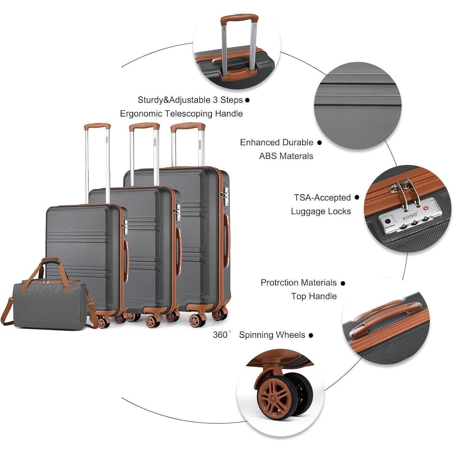 LuxusKollektion Kofferset Kono Kofferset 4-tlg. Grau/Braun