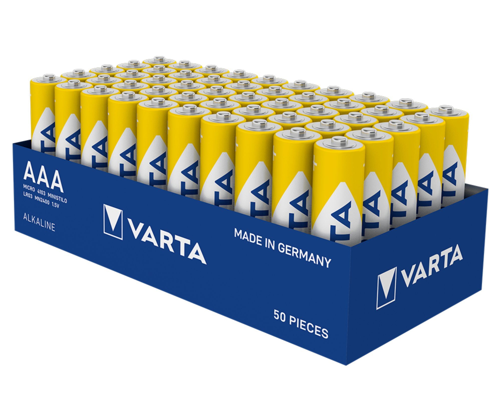VARTA Longlife AAA Batterie, LR03 (1,5 V, 50 St), Made in Germany, 1.5V, 10 Jahre Lagerfähigkeit