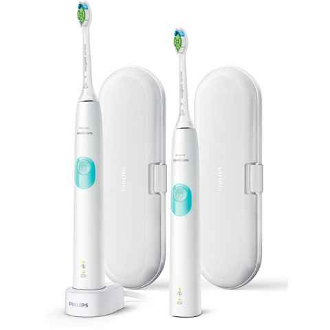 Philips Sonicare Elektrische Zahnbürste HX6807/35, Aufsteckbürsten: 2 St., 2er-Set, ProtectiveClean 4300, Doppelpack, 1 Putzprogramm