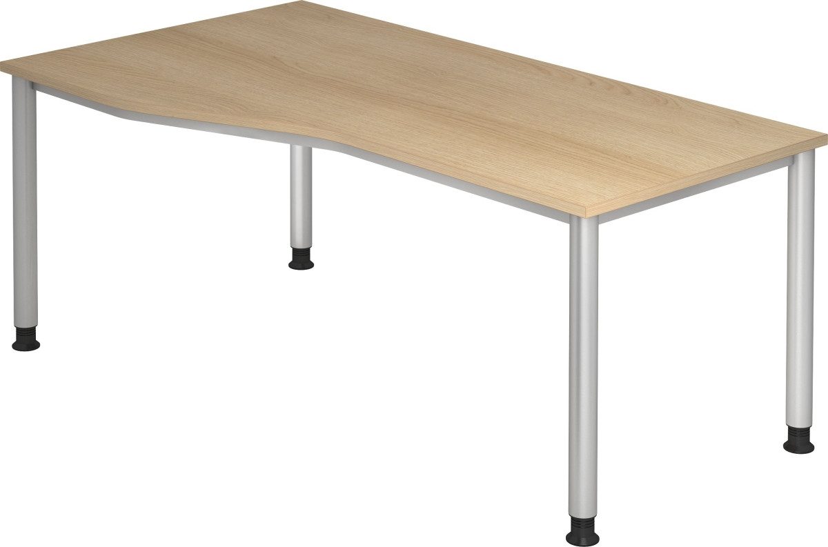 HAMMERBACHER Schreibtisch Schreibtisch 4-Fuß-rund 180x100/80cm Eiche/Silber