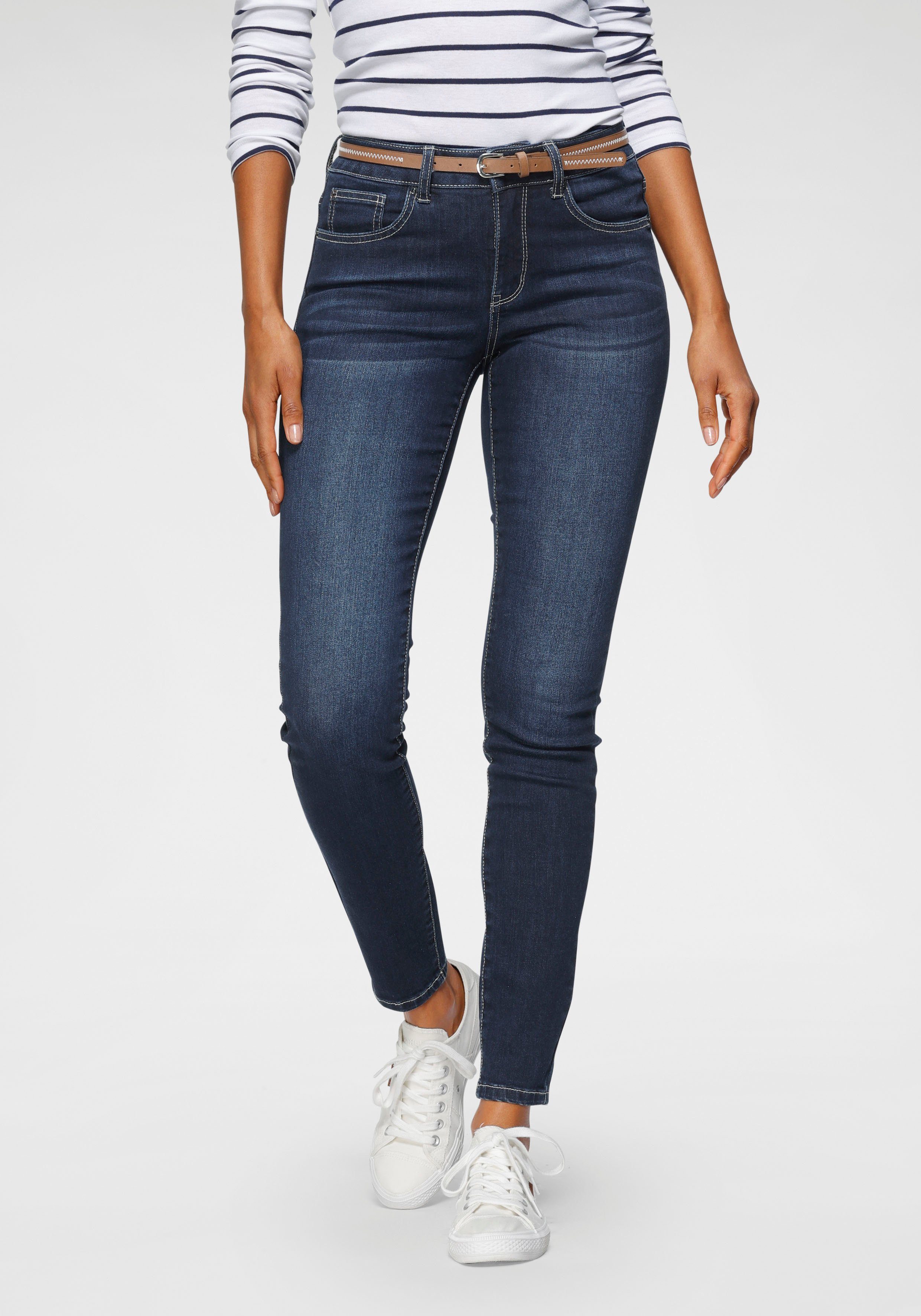 TOM TAILOR Polo Team Slim-fit-Jeans (mit Gürtel in Lederoptik) in  elastische Denim-Qualität online kaufen | OTTO