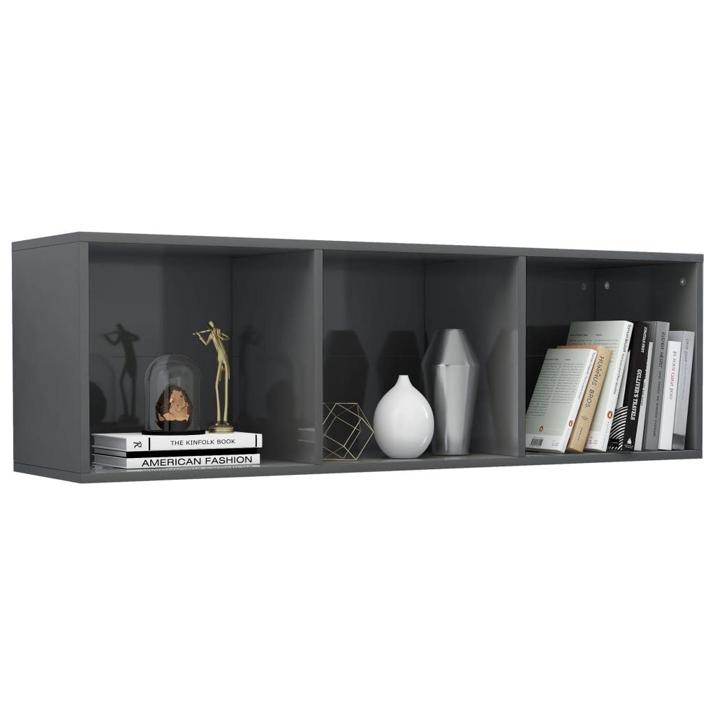 furnicato Bücherregal 36x30x114cm Hochglanz-Grau Holzwerkstoff Bücherregal/TV-Schrank