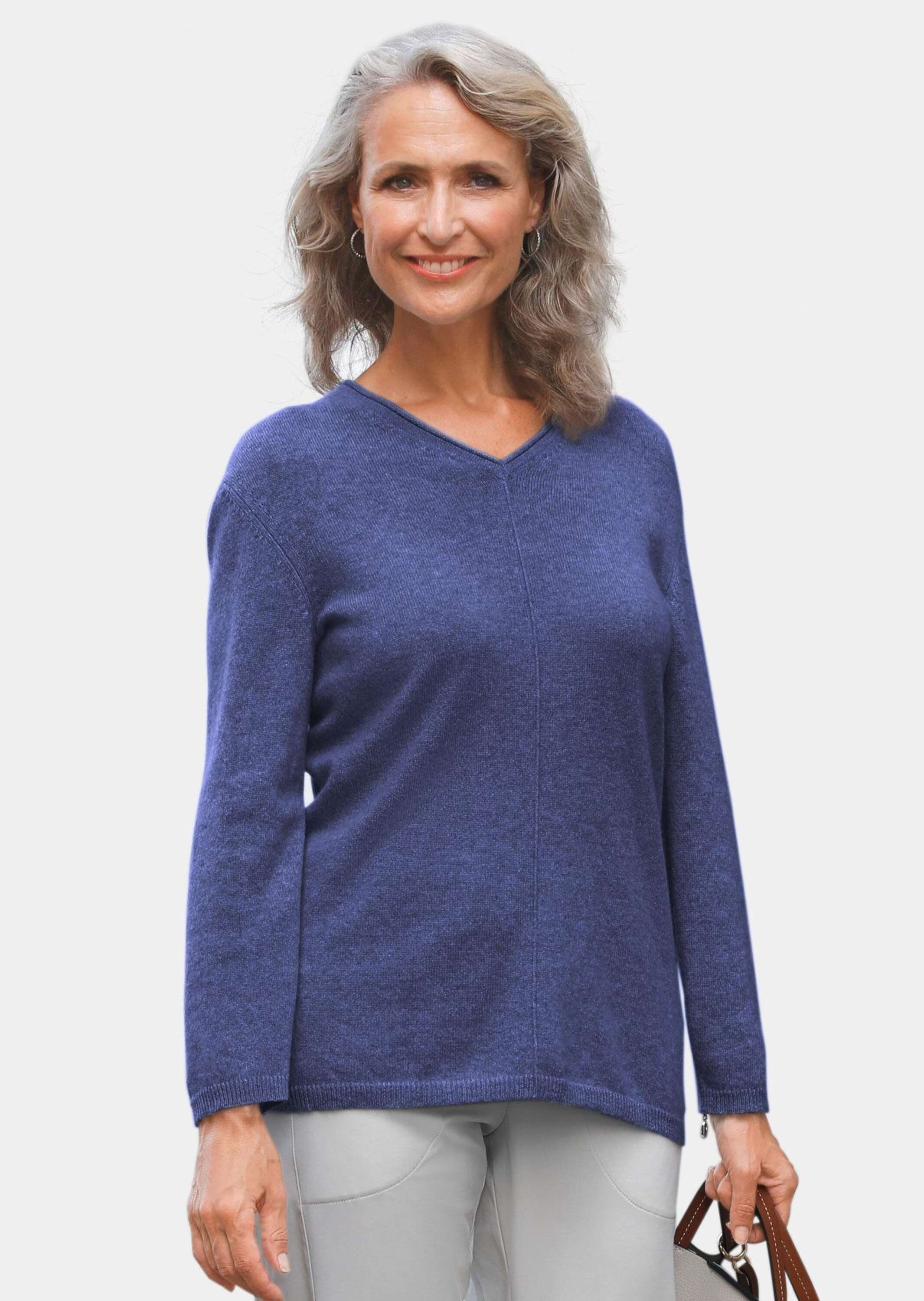 GOLDNER Strickpullover Kurzgröße: Kaschmirpullover mit V-Ausschnitt günstig online kaufen