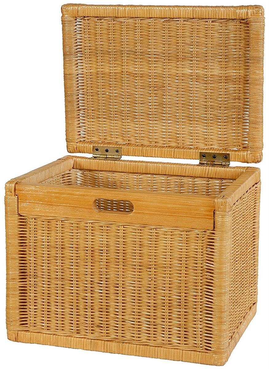 Krines Home Aufbewahrungskorb Hoher Korb mit Deckel Rattan geflochten Regalkorb Aufbewahrungsbox, Mit Inlett – Bild 2 von 4