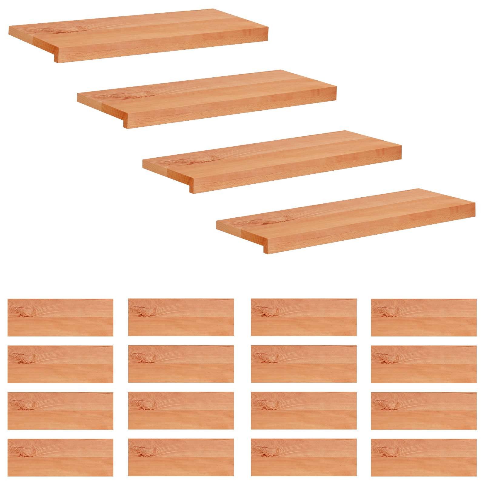 vidaXL Stufenmatte Treppenstufen 20 stk. 70 x 25 x 2 cm Lack Massivholz Buche, Höhe: 2 mm
