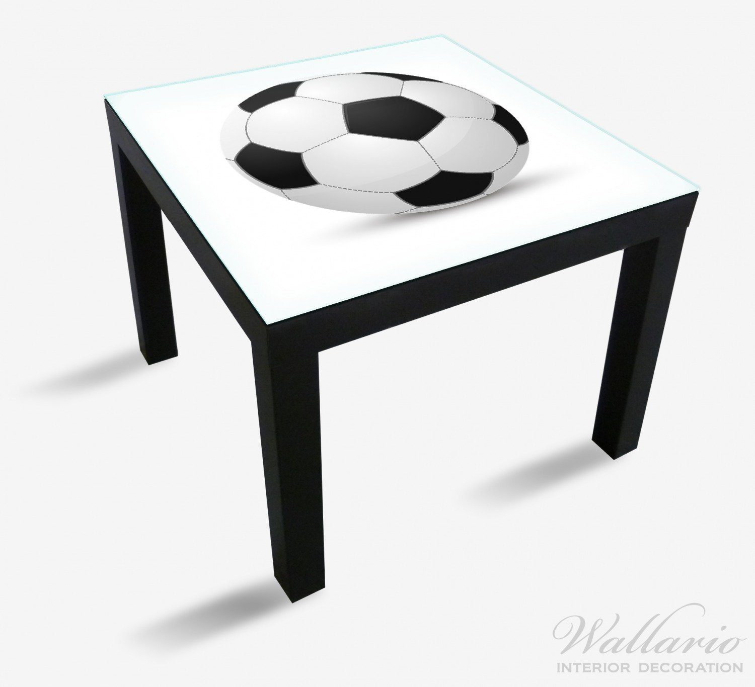 Fußball (1 weißem Wallario Hintergrund geeignet St), für Lack Tisch Tischplatte Ikea klassisch vor