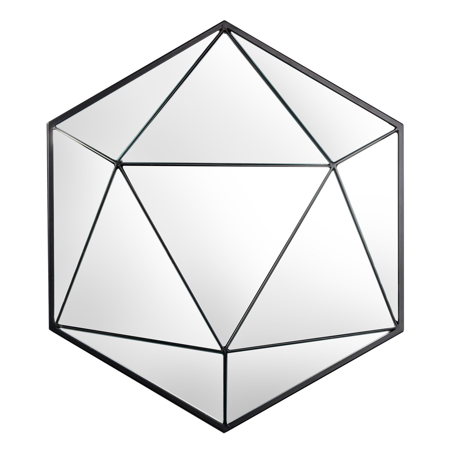 riess-ambiente Dekospiegel DIAMOND 65cm schwarz · Metall · handmade Dekoration (Einzelartikel, 1-St), Lackiertes Eisen · Retro Design · abstrakter Wandspiegel · Sechseck