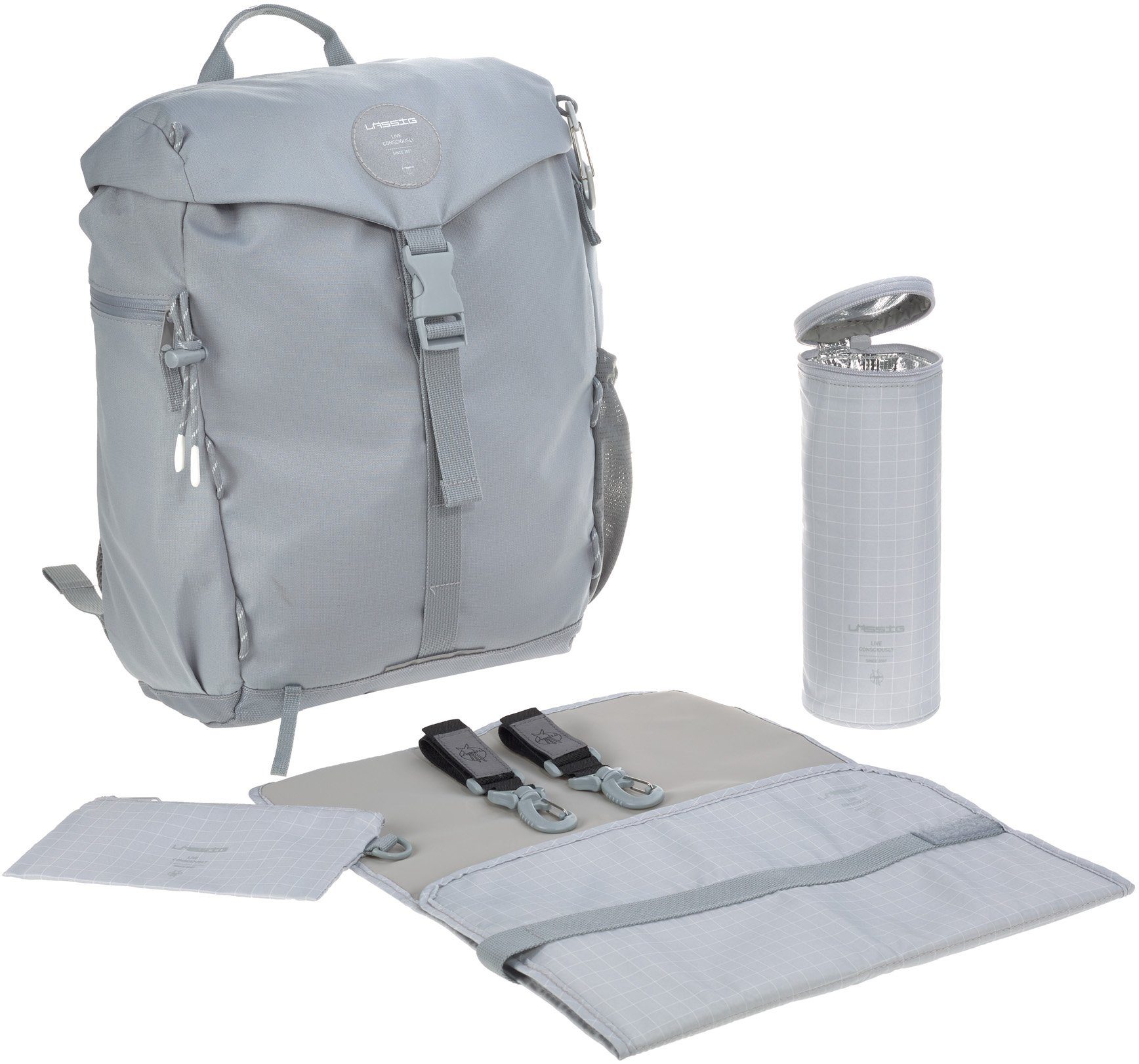 PETA-approved Material Grey, aus Outdoor, vegan; Label, LÄSSIG zum Wickelrucksack Teil Green recyceltem