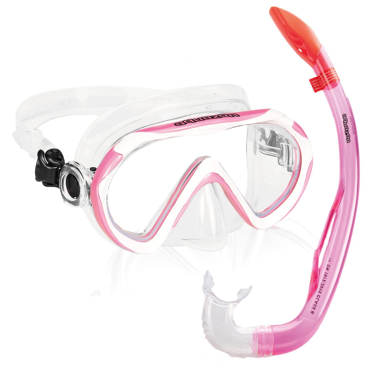 Schnorchel, Jahren Taucherbrille AQUAZON mit 7-12 für pink-weiß Kinder KORFU Schnorchelset