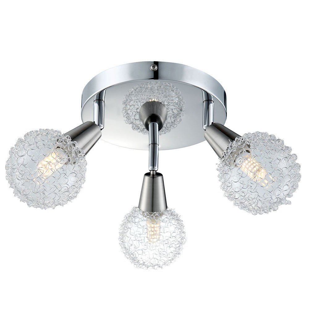 GLOBO LIGHTING LED Deckenleuchte, Leuchtmittel inklusive, Warmweiß, Deckenleuchte Chrom klar Esszimmer Designlampe Spotrondell ALU