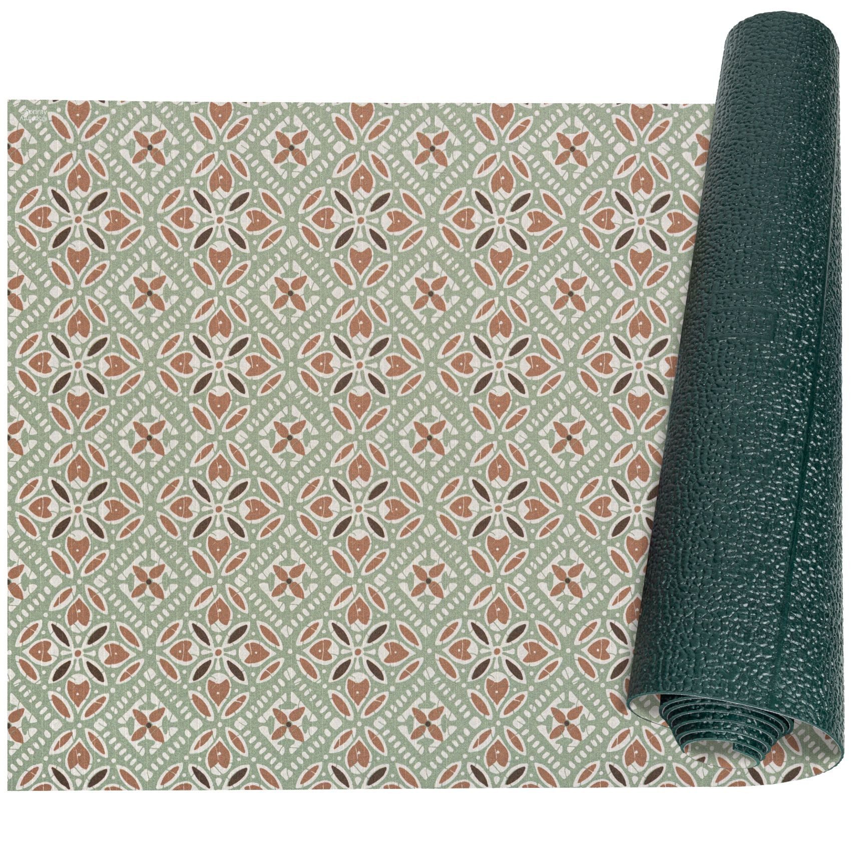 ANRO Küchenläufer RANNA Bodenmatte Flurläufer Teppichläufer Küchenteppich, eckig, Höhe: 3 mm, Meterware rutschfest 100cm Majolica Grün Beige wasserdicht